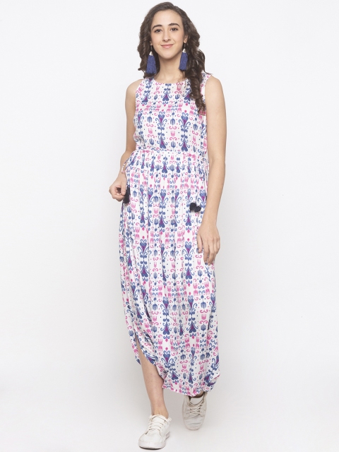 

Globus Women White & Pink Printed Basic Jumpsuit