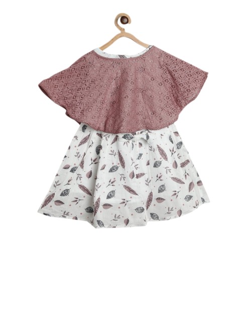 

Bella Moda Girls White & Pink Tropical Printed Fit and Flare Dress