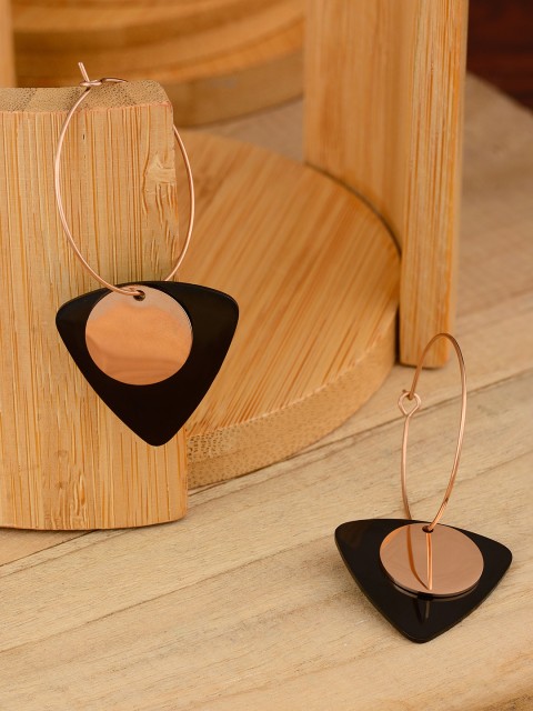 

E2O Gold Plated Black Contemporary Hoop Earrings