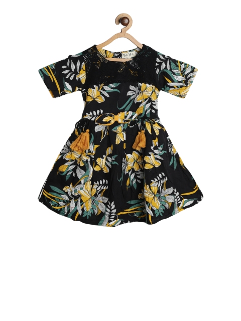 

Bella Moda Girls Black Printed Fit and Flare Dress