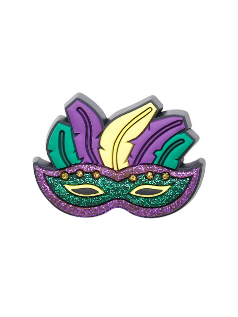 

Crocs Men Purple & Green Mardi Gras Carnival Mask Jibbitz Shoe Charm