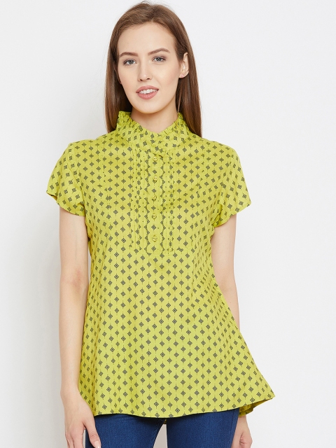 

HERS Women Green & Black Printed Top
