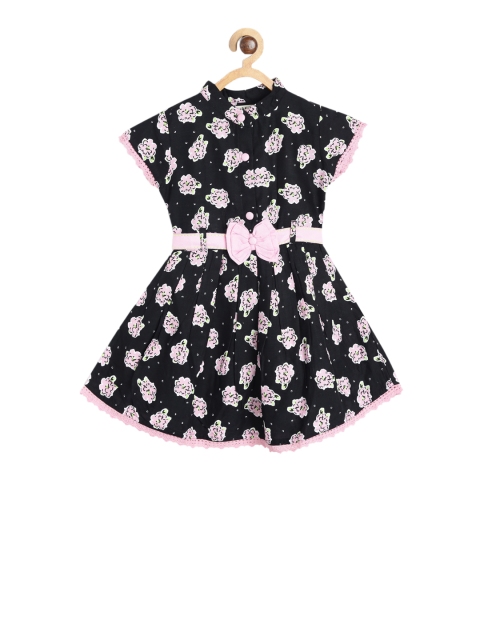 

Bella Moda Girls Black & Pink Printed Fit and Flare Dress