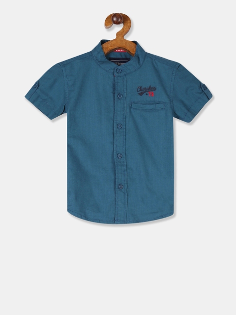 

Cherokee Boys Teal Blue Regular Fit Solid Casual Shirt