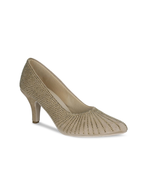 

Get Glamr Women Gold-Toned Embellished Pumps