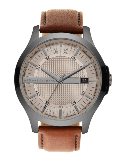 

Armani Exchange Men Brown & Grey Hampton Leather Analogue Watch