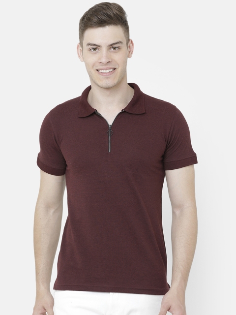 

ELEGANCE Men Maroon Solid Polo Collar T-shirt