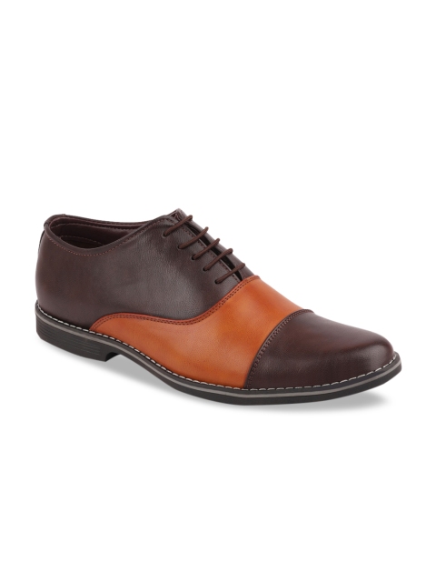 

FAUSTO Men Brown Colourblocked Formal Velted Oxfords