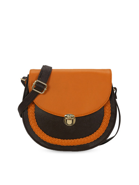 

KLEIO Black & Orange Colourblocked Sling Bag