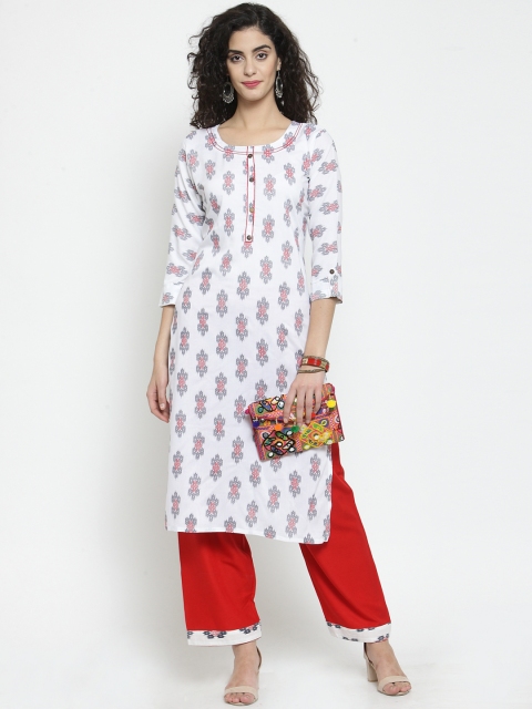

Clora Creation Women White & Red Printed Kurta with Palazzos