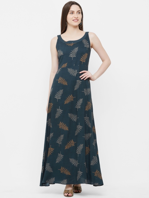 

INDE by MISH Women Teal Blue Printed A-Line Kurta