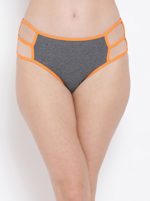 

Clovia Women Grey Solid Hipster Briefs With Cage Sides PN3406E05S