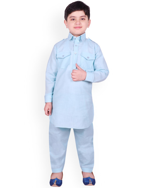

SG YUVRAJ Boys Turquoise Blue Solid Kurta with Salwar