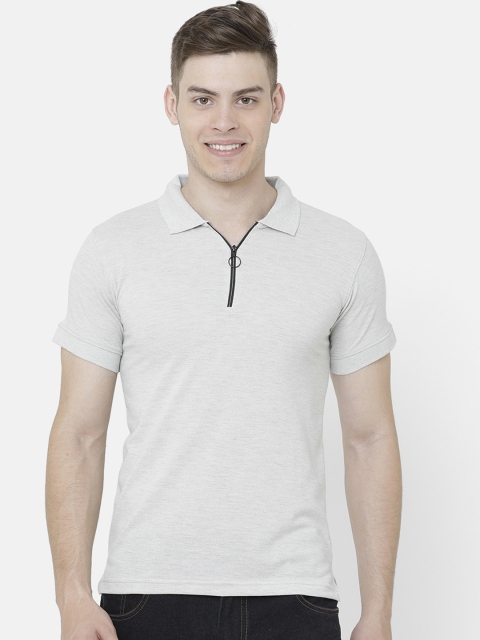 

ELEGANCE Men Grey Solid Polo Collar T-shirt