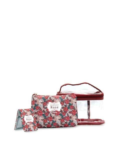 

ESBEDA Women Pink & Red Printed Travelling Makeup Pouch Kit, Maroon
