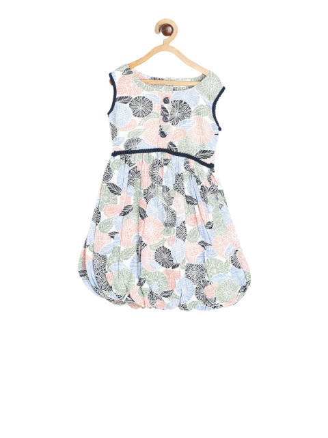 

Bella Moda Girls Blue & Green Printed Balloon Dress