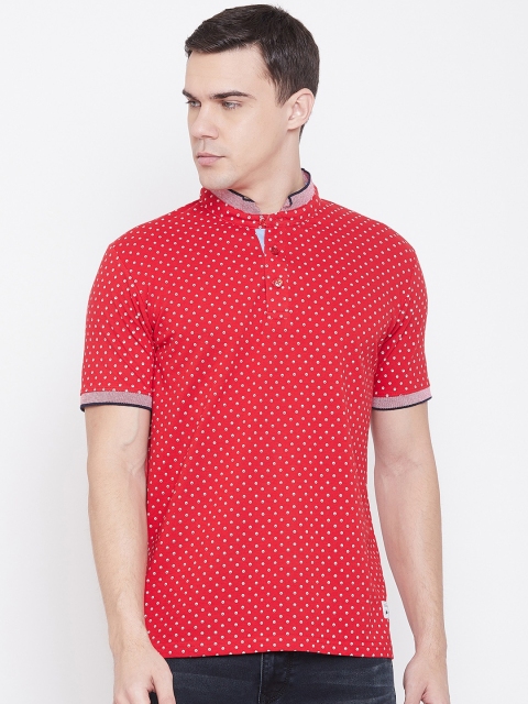 

NEVA Men Red Printed High Neck T-shirt