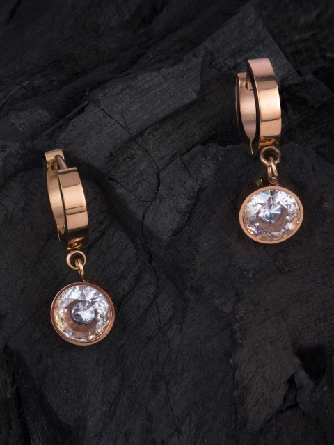 

E2O Gold Plated Circular Drop Earrings, Rose gold