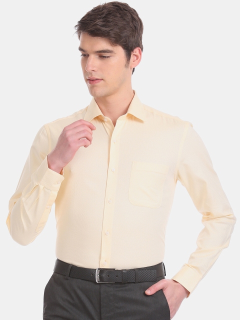 

Arrow Men Yellow Slim Fit Self Design Formal Shirt