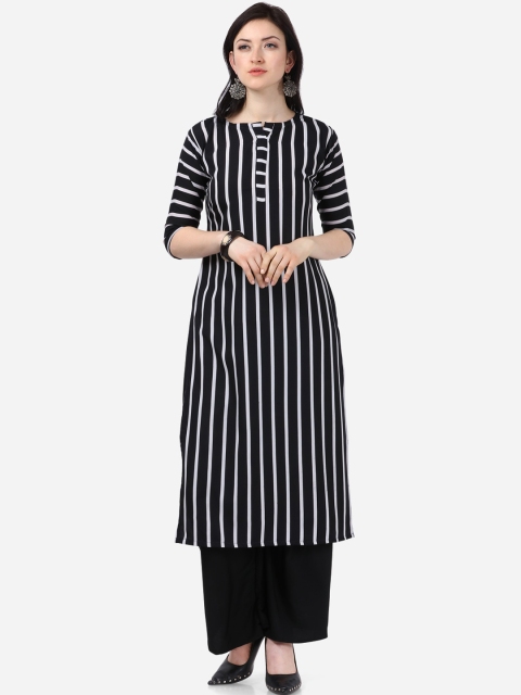 

Florence Women Black & White Striped Straight Kurta