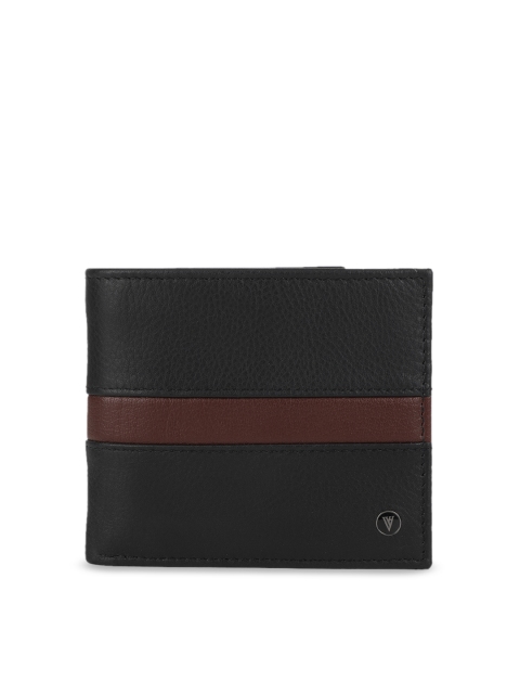 

Van Heusen Men Black Striped Leather Two Fold Wallet