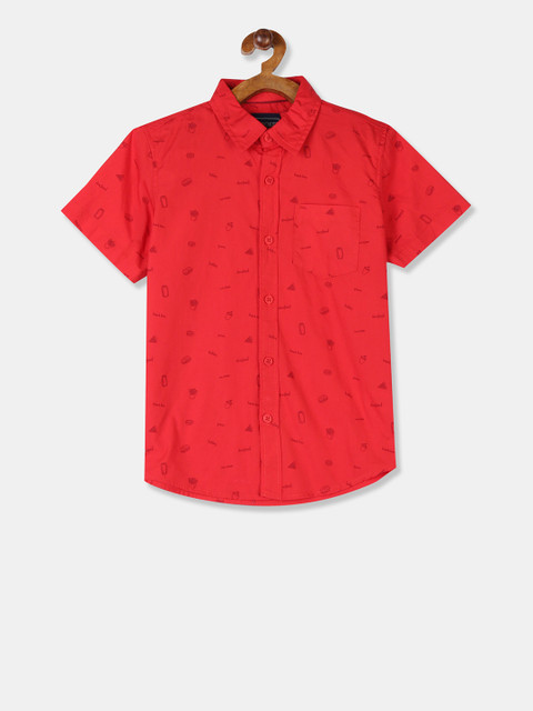 

Cherokee Boys Red Regular Fit Printed Casual Shirt