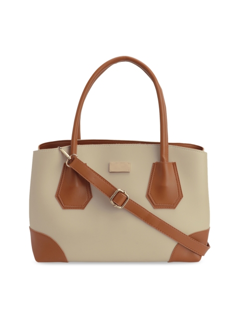 

Bagstopia Cream-Coloured & Brown Colourblocked Handheld Bag