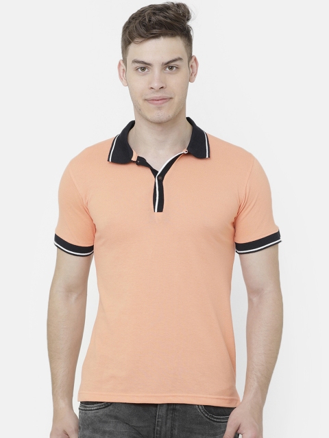 

ELEGANCE Men Orange Solid Polo Collar T-shirt