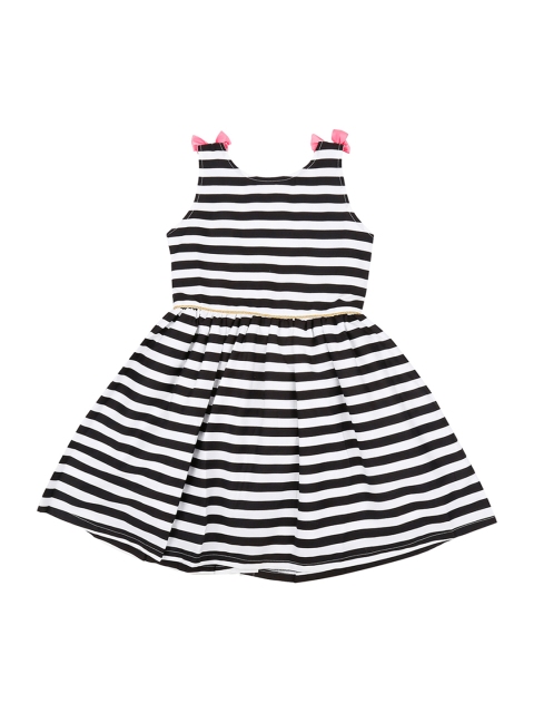 

oui oui Girls Black Striped Fit and Flare Dress