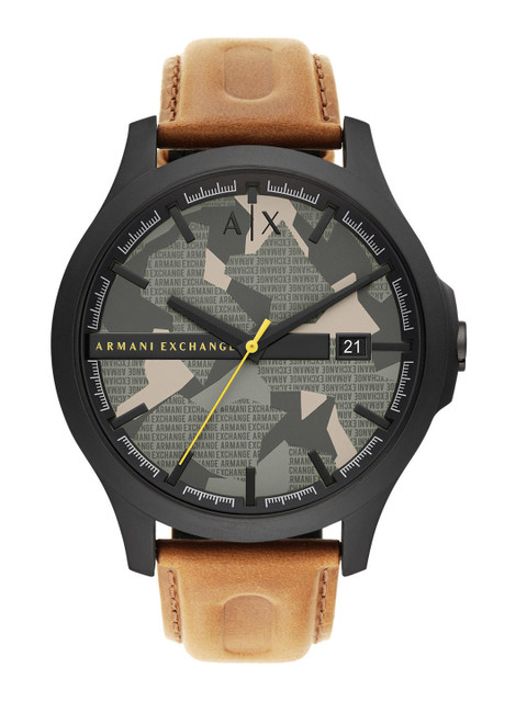 

Armani Exchange Men Green Hampton Leather Analogue Watch