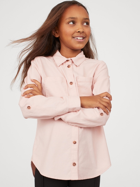 

H&M Girls Pink Solid Corduroy Shirt