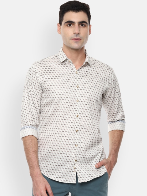 

V Dot Men Beige Slim Fit Printed Casual Shirt