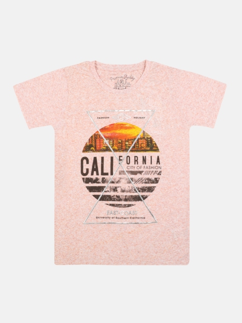 

Lil Tomatoes Boys Coral Pink Printed Round Neck T-shirt