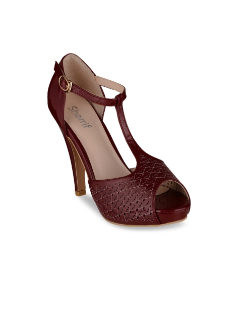 

Sherrif Shoes Women Maroon Solid Peep Toes