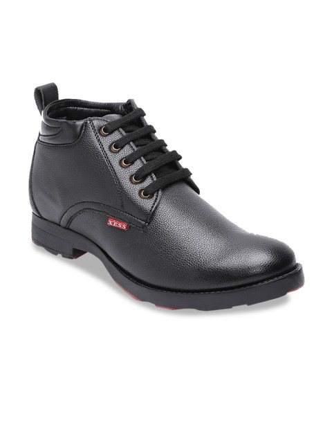 

XESS by iD Men Black Solid Synthetic Leather Mid-Top Flat Boots