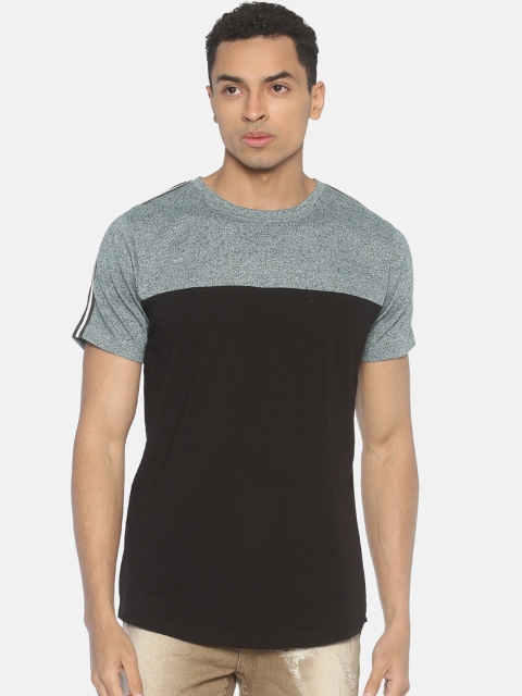 

IMPACKT Men Black & Green Colourblocked Round Neck T-shirt