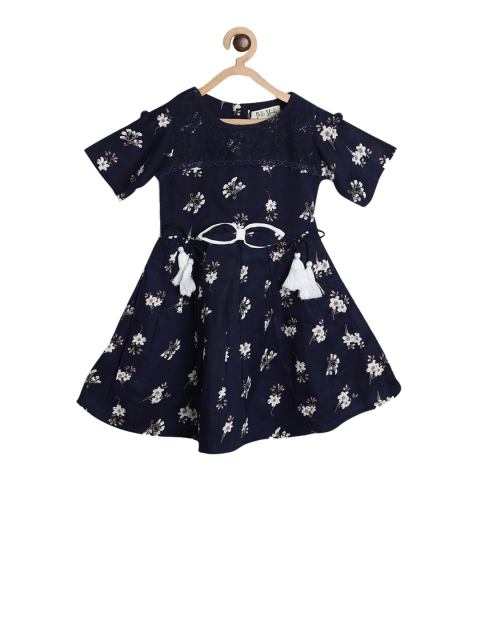 

Bella Moda Girls Navy Blue Printed Fit and Flare Dress