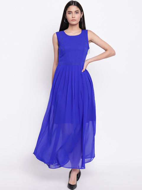 

RIVI Women Blue Solid Maxi Dress