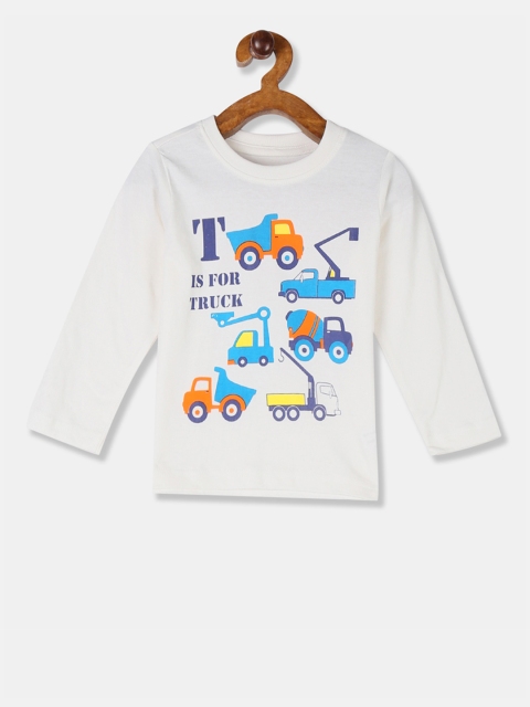 

Donuts Boys White Printed Round Neck T-shirt