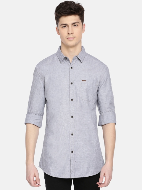 

Toss Winner Men Grey Slim Fit Self Design Casual Shirt