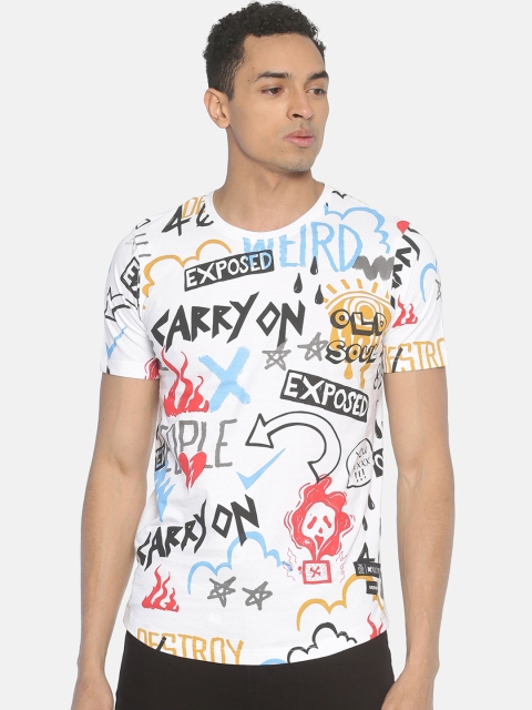 

KULTPRIT Men White Printed Round Neck T-shirt