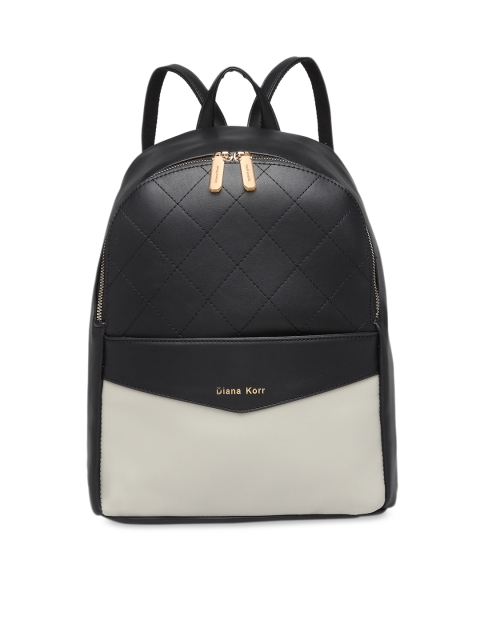 

Diana Korr Women Black & White Colourblocked Backpack