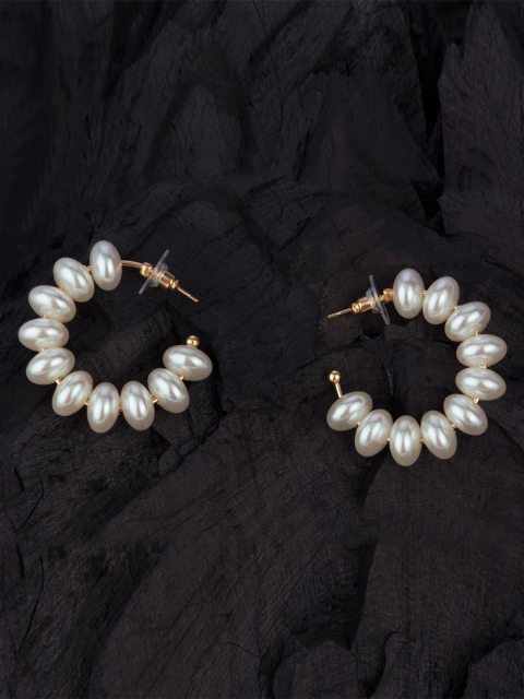 

E2O Gold-Plated White Circular Half Hoop Earrings