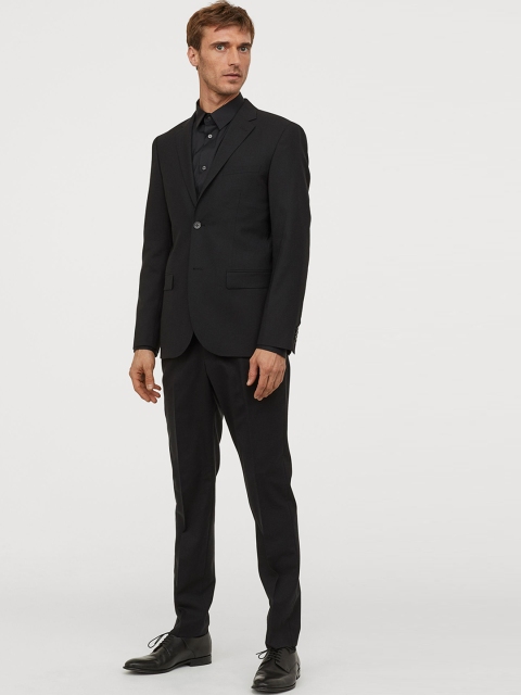 

H&M Men Black Wool Suit Trousers Slim Fit