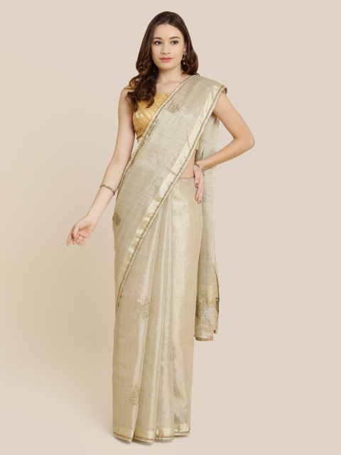 

Koskii Gold-Toned Embellished Tissue Saree