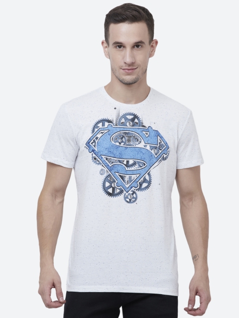

Free Authority Men White Superman Printed Round Neck T-Shirt