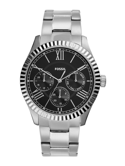 

Fossil Men Silver-Toned & Black Multi Function Watch FS5631