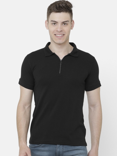 

ELEGANCE Men Black Solid Polo Collar T-shirt
