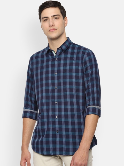 

Van Heusen Sport Men Navy Blue Slim Fit Checked Casual Shirt