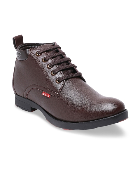

XESS by iD Men Brown Solid Mid-Top Flat Boots